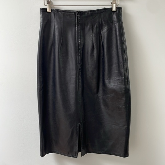 Vintage EREZ leather high waisted pencil skirt, embroidery, made in USA, size S - Picture 3 of 13